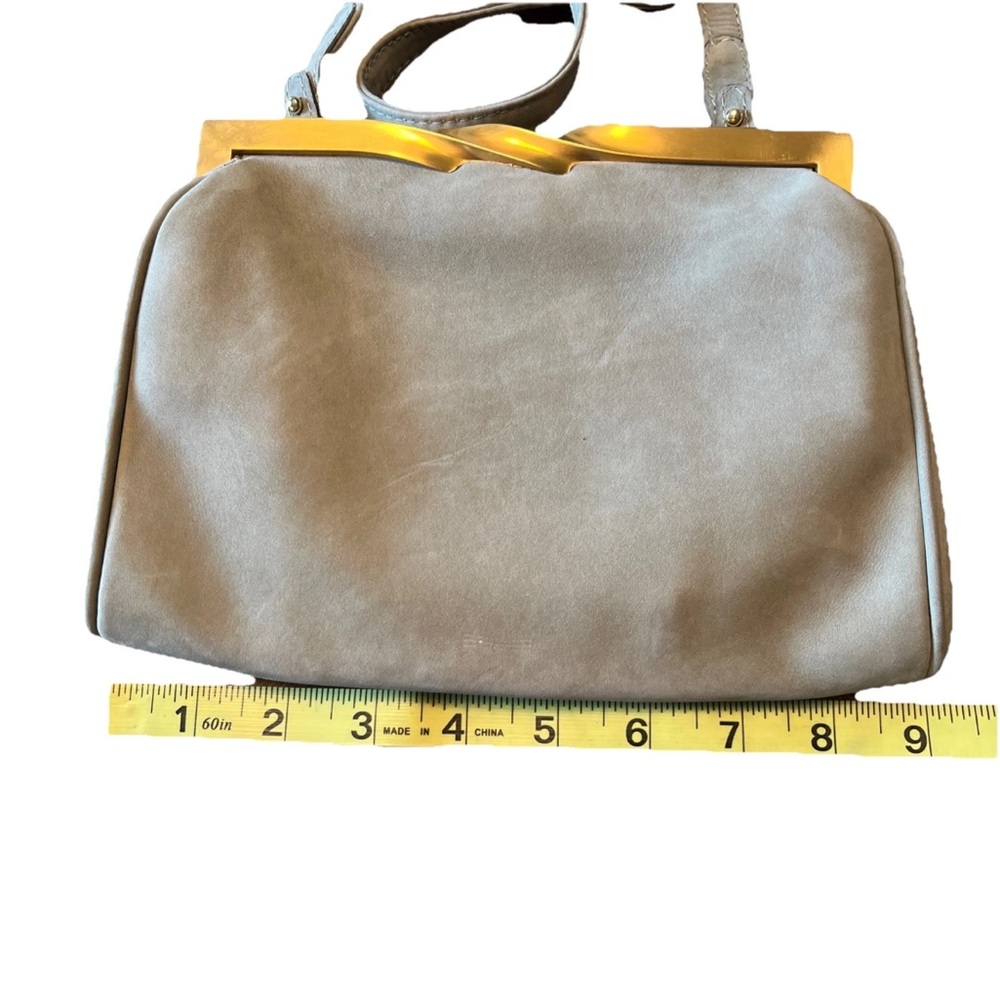 Donna Karan New York Purse Genuine Leather Made In Italy Light Gray/Green & Gold - Picture 12 of 13